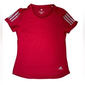 Adidas Women’s Bold Red Tee with Silver Stripes
